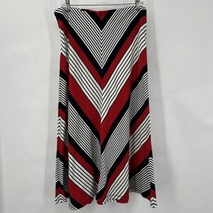 Y2K Geometric Statement Maxi Skirt Art Deco 90s Y2K Medium Red Black White